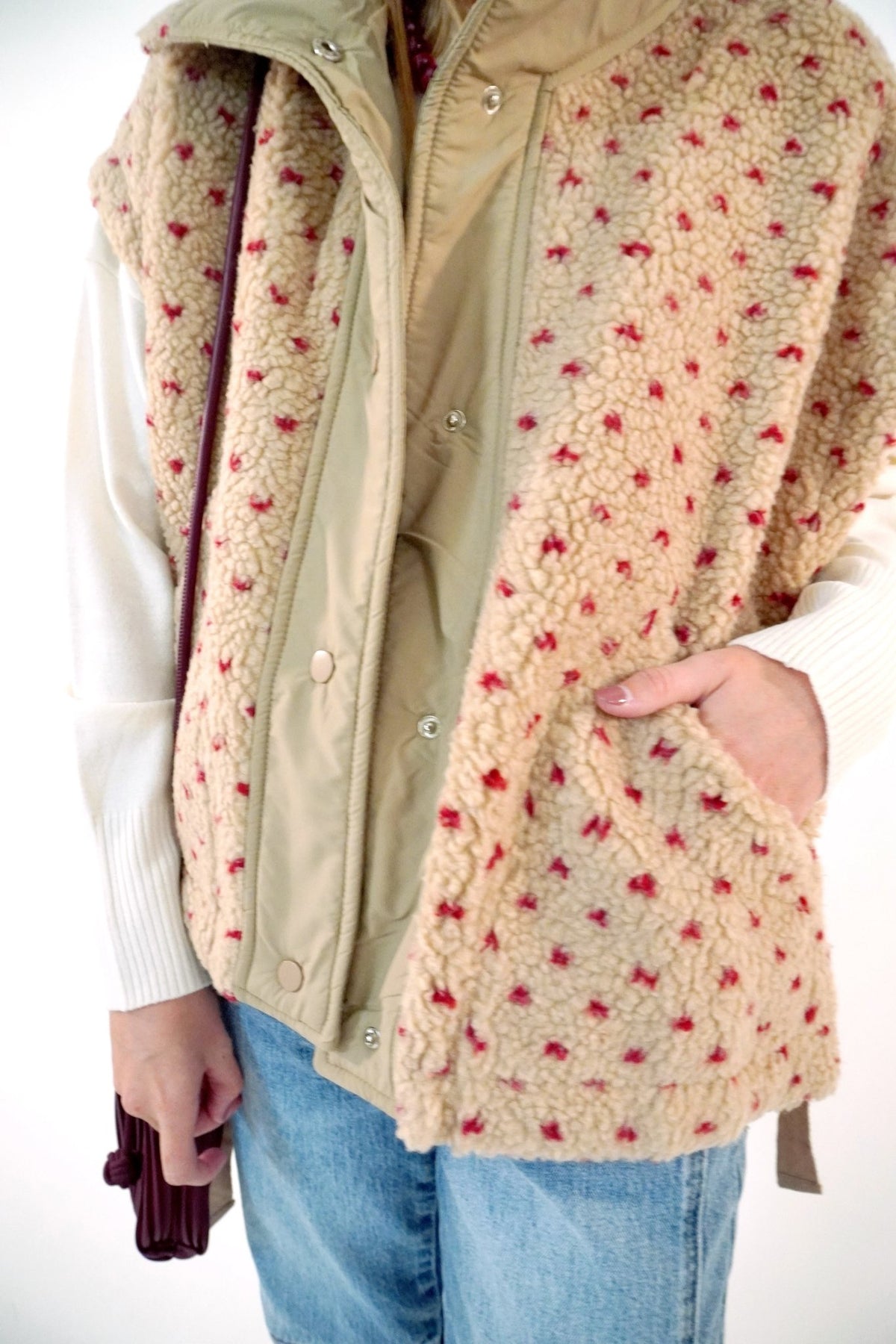 Polka Dot Sherpa Vest - Anderson Ave boutique