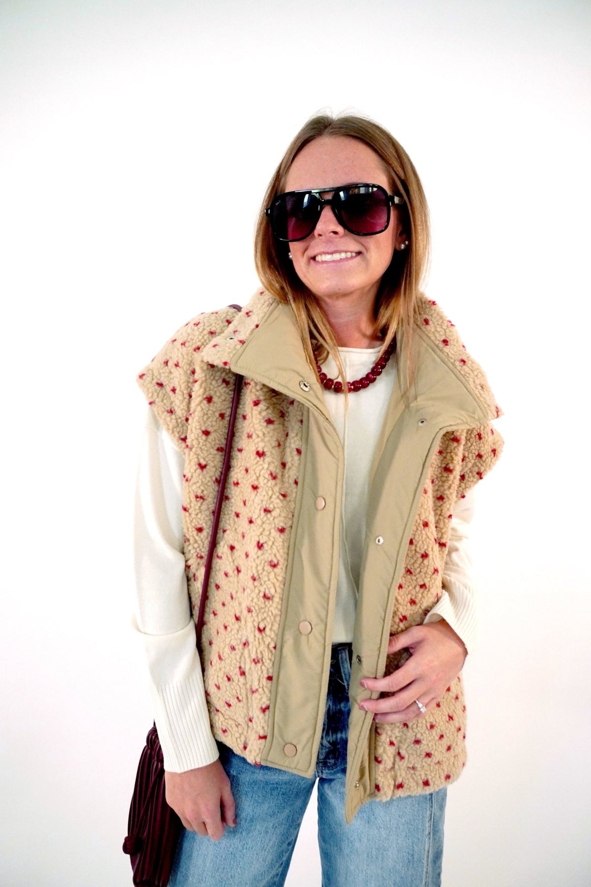 Polka Dot Sherpa Vest - Anderson Ave boutique