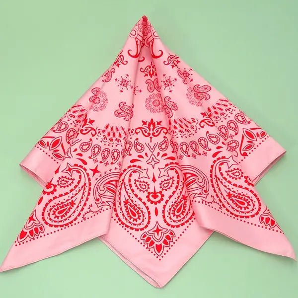 Premium Pink Paisley Silk - Feel Bandana – Elegant 22" Square Scarf - Anderson Ave boutique