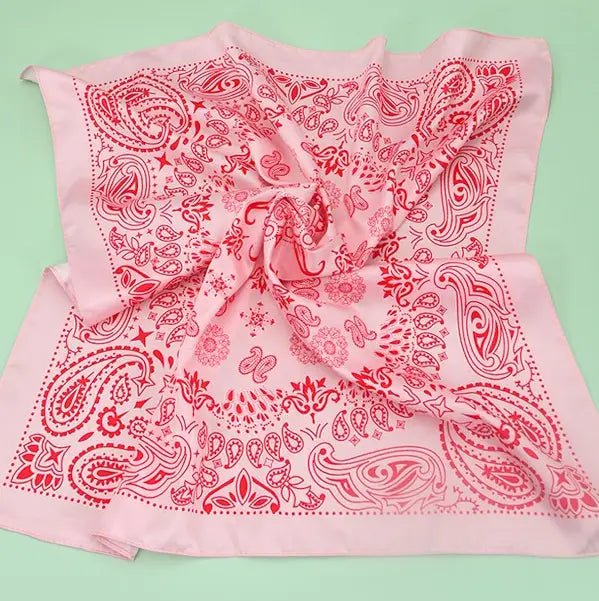 Premium Pink Paisley Silk - Feel Bandana – Elegant 22" Square Scarf - Anderson Ave boutique