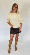Ivory Short Sleeve Sweater Top