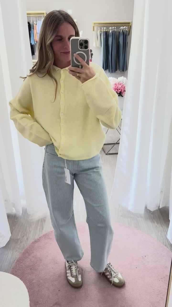 Charlotte Cozy Knit Button Front Cardigan Sweater - Yellow