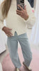 Nora Cream Cotton Blend Sweater Top – chic boutique pullover for layering with jeans or skirts.