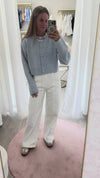 Skyline Blue Cropped Button Cardigan - Light Blue