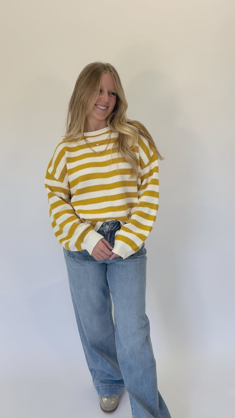 Women’s Mustard Yellow Striped Sweater