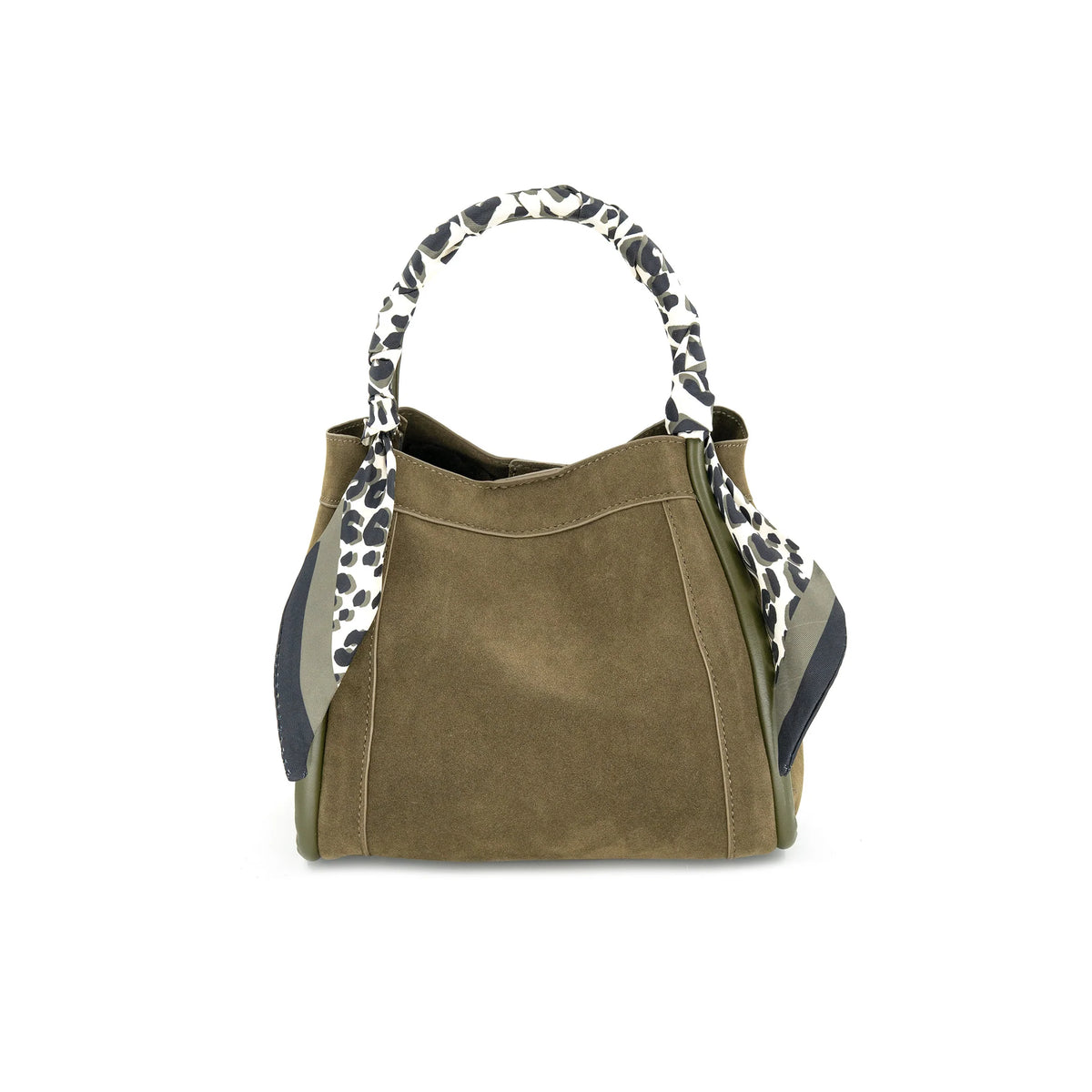 Faux Suede Handbag, Olive