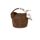 Faux Suede Handbag, Chocolate Brown