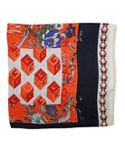 Satin Square Scarf, Orange/Blue