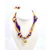 Purple & Gold Scarf Necklace with Heart Charm - Anderson Ave boutique
