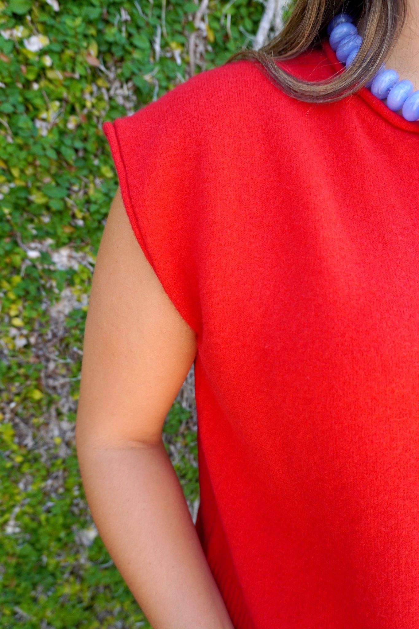 Red Button Front Sweater Vest - Anderson Ave boutique