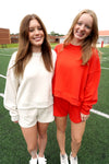 Red Cozy Lounge Set – Crewneck Sweatshirt & Shorts - Anderson Ave boutique