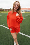 Red Cozy Lounge Set – Crewneck Sweatshirt & Shorts - Anderson Ave boutique