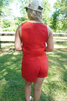 Red Linen Pocket Shorts - Anderson Ave boutique
