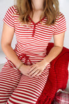 Redberry Ribbed Stripe Lounge Pants - Red /White - Anderson Ave boutique