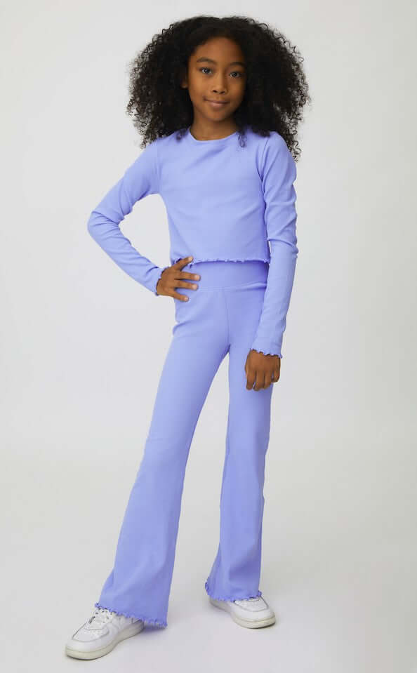 Rib Seamless Long Sleeve and Flare Set - Anderson Ave boutique