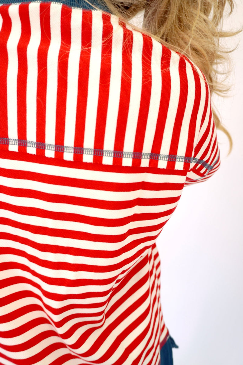 Riley Red and White Stripe Crewneck Pullover Top - Anderson Ave boutique