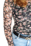 Rosalie Sheer Floral Mock Neck Long Sleeve Top - Anderson Ave boutique