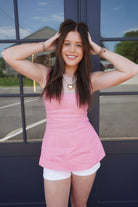 Rosé All Day Linen Peplum Top - Anderson Ave boutique