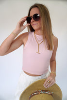 Rosie Blush Ribbed Sleeveless Tank Top – Chic Slim - Fit Essential - Anderson Ave boutique