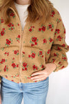 Rosie Floral Sherpa Zip - Up Jacket – Tan & Red - Anderson Ave boutique
