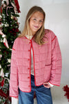 Ruby Gingham Quilted Puff Jacket with Pockets – Red - Anderson Ave boutique
