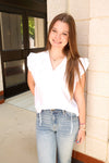 Ruffle Tie - Neck Blouse - White - Anderson Ave boutique