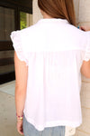 Ruffle Tie - Neck Blouse - White - Anderson Ave boutique