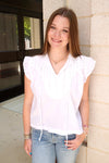 Ruffle Tie - Neck Blouse - White - Anderson Ave boutique