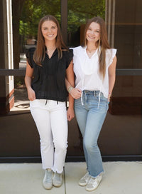 Ruffle Tie - Neck Blouse - White - Anderson Ave boutique