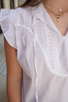 Ruffle Tie - Neck Blouse - White - Anderson Ave boutique