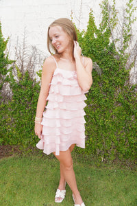 Ruffle Tiered Mini Dress – Light Pink - Anderson Ave boutique