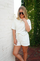 Sage & Cream Striped Terry Cloth Two - Piece Set - Anderson Ave boutique