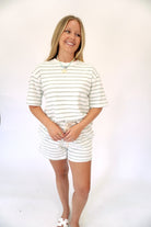 Sage & Cream Striped Terry Cloth Two - Piece Set - Anderson Ave boutique