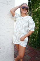 Sage & Cream Striped Terry Cloth Two - Piece Set - Anderson Ave boutique