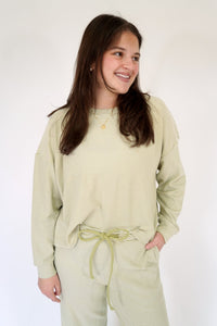 Sage & White Striped Cozy Top - Anderson Ave boutique