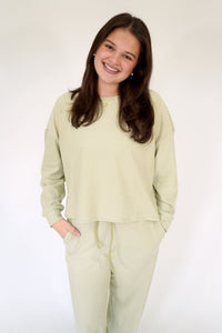 Sage & White Striped Cozy Top - Anderson Ave boutique