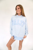 Salty Oversized Mock Neck Graphic Sweatshirt - Blue - Anderson Ave boutique