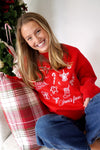 Santa’s Favorites Graphic Christmas Sweatshirt - Red - Anderson Ave boutique