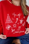 Santa’s Favorites Graphic Christmas Sweatshirt - Red - Anderson Ave boutique