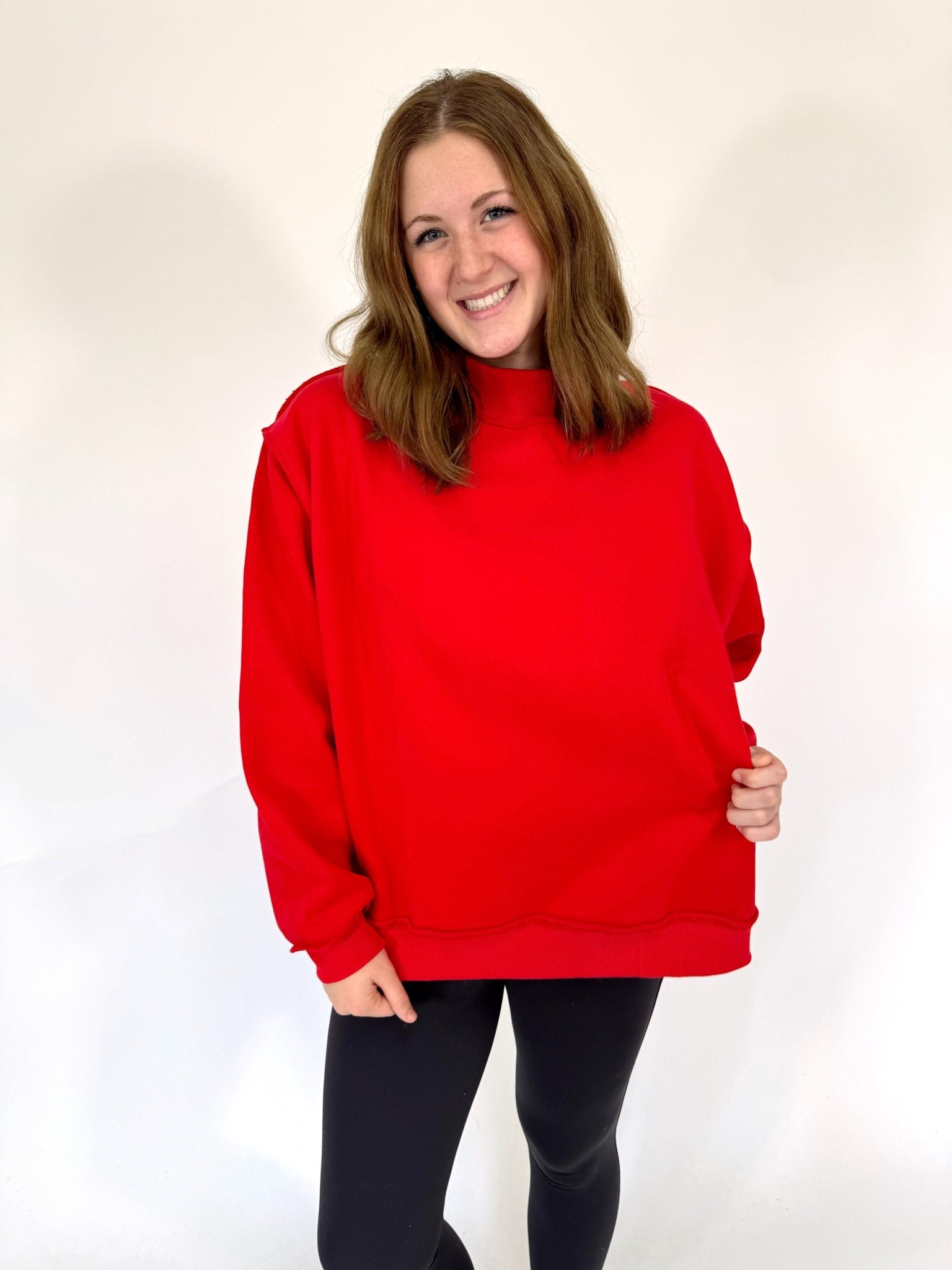 Scarlet Mock Neck Cozy Sweatshirt - Anderson Ave boutique