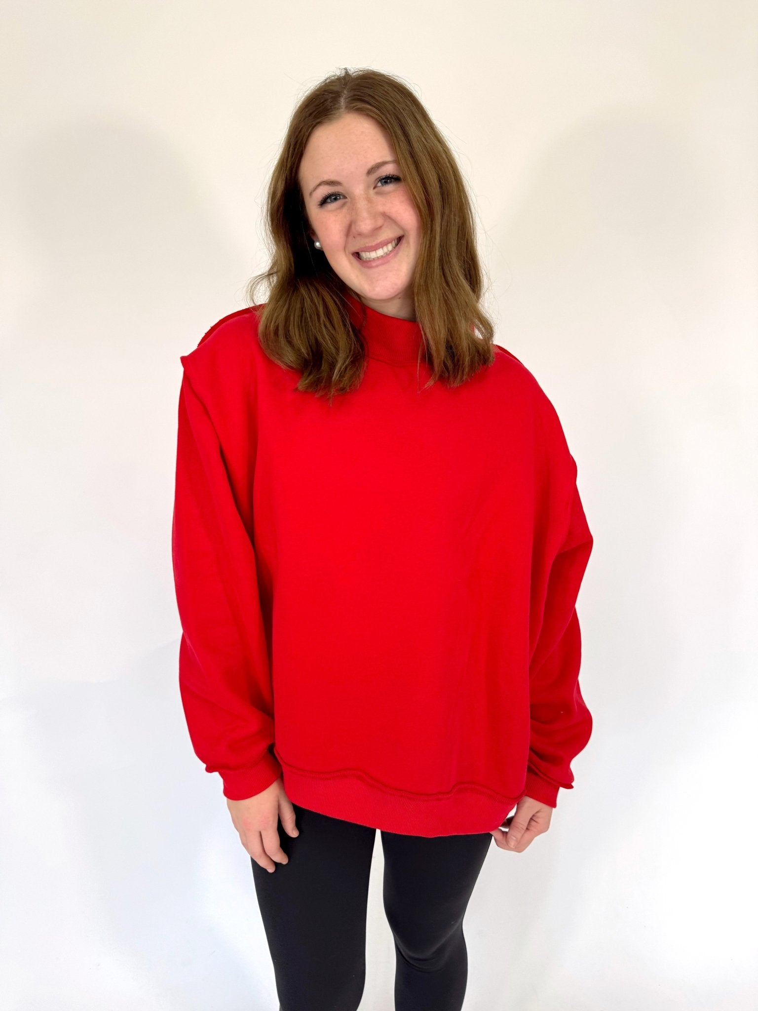 Scarlet Mock Neck Cozy Sweatshirt - Anderson Ave boutique