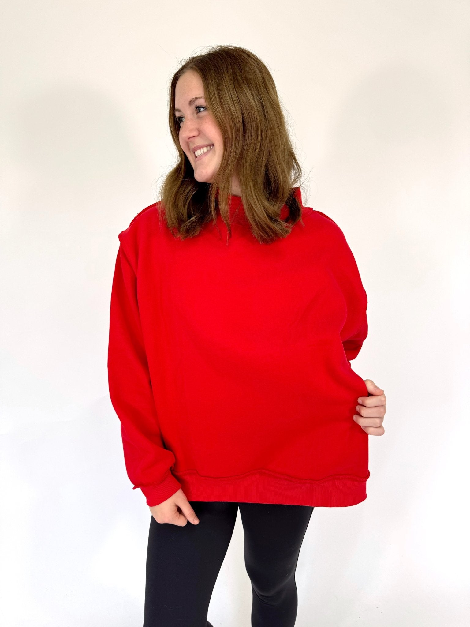 Scarlet Mock Neck Cozy Sweatshirt - Anderson Ave boutique