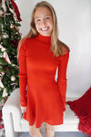 Scarlet Ribbed Mock Neck Sweater Dress - Red - Anderson Ave boutique