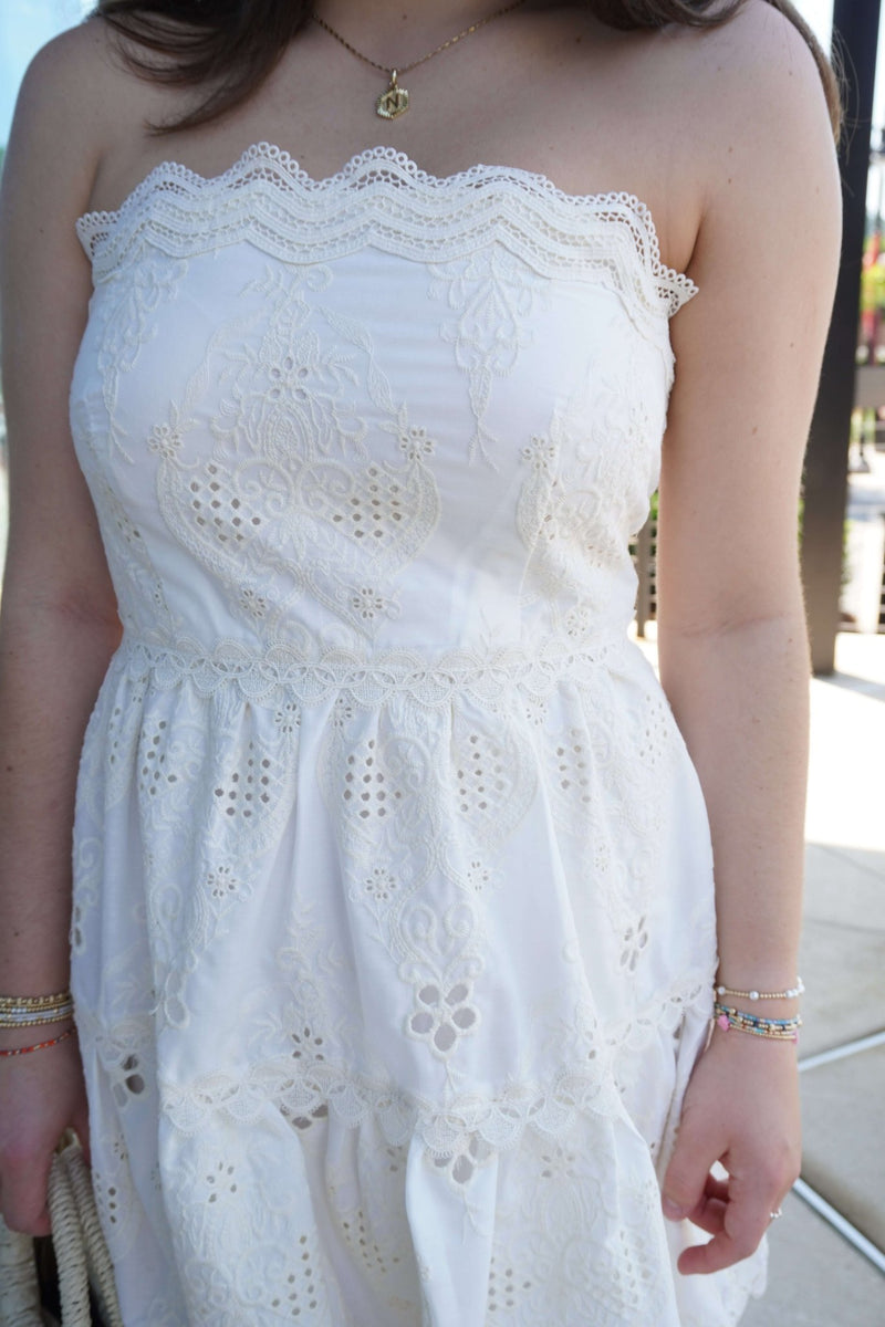 Seashell Breeze Strapless Mini Dress - Anderson Ave boutique