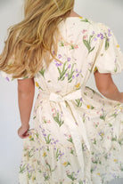 Seraphina Floral Tiered Midi Dress – Romantic Ruched Strap & Embroidered Waistband - Anderson Ave boutique
