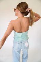 Serene Mint Strapless Folded Knit Tube Top – Chic Peplum Silhouette - Anderson Ave boutique