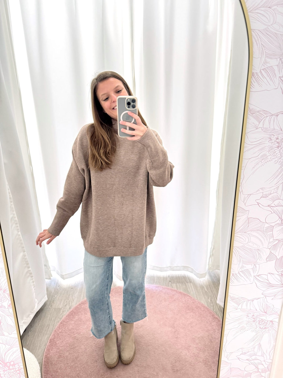 Sienna Mocha Relaxed Tunic Sweater - Anderson Ave boutique