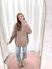 Sienna Mocha Relaxed Tunic Sweater - Anderson Ave boutique