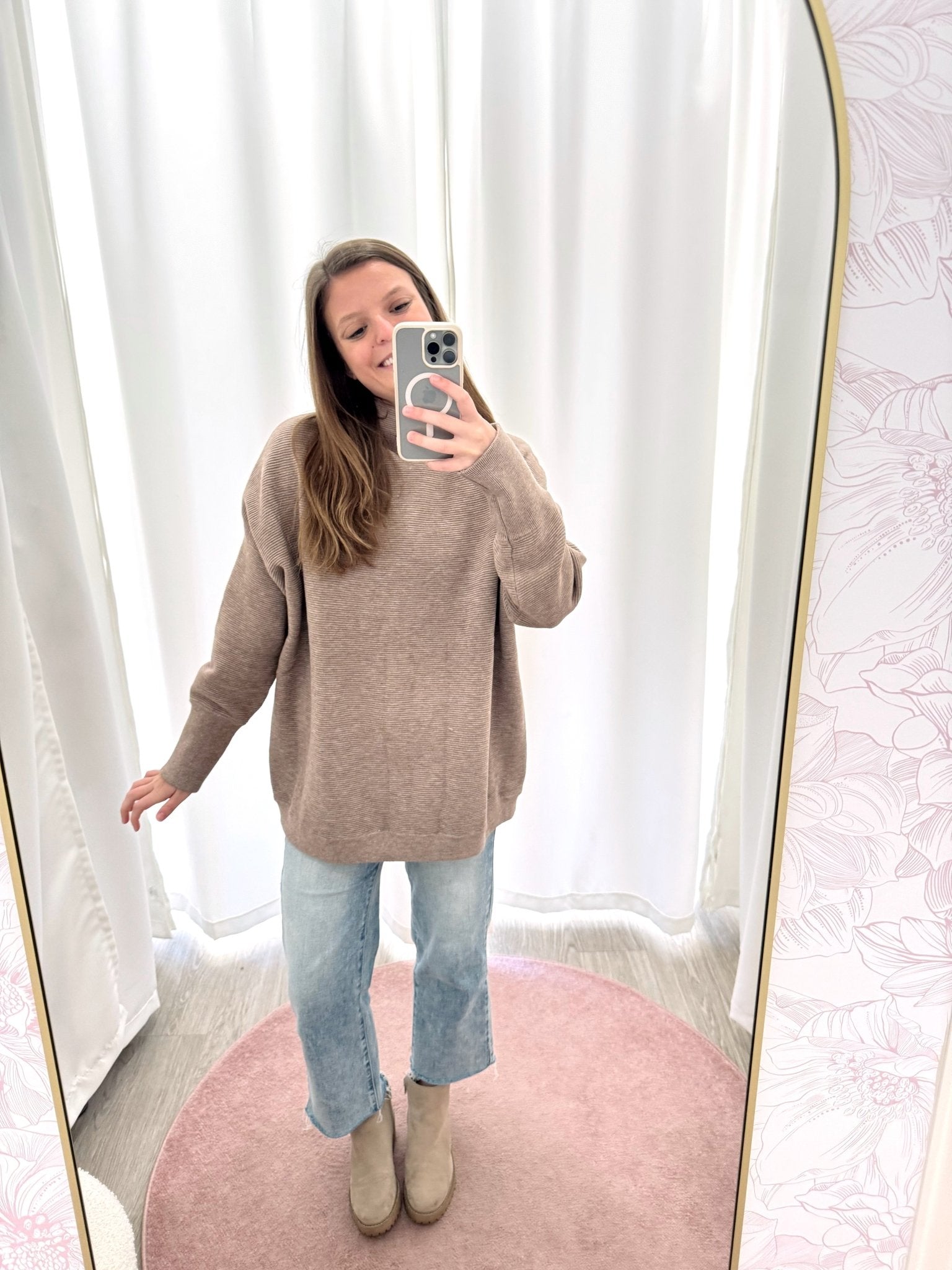 Sienna Mocha Relaxed Tunic Sweater - Anderson Ave boutique