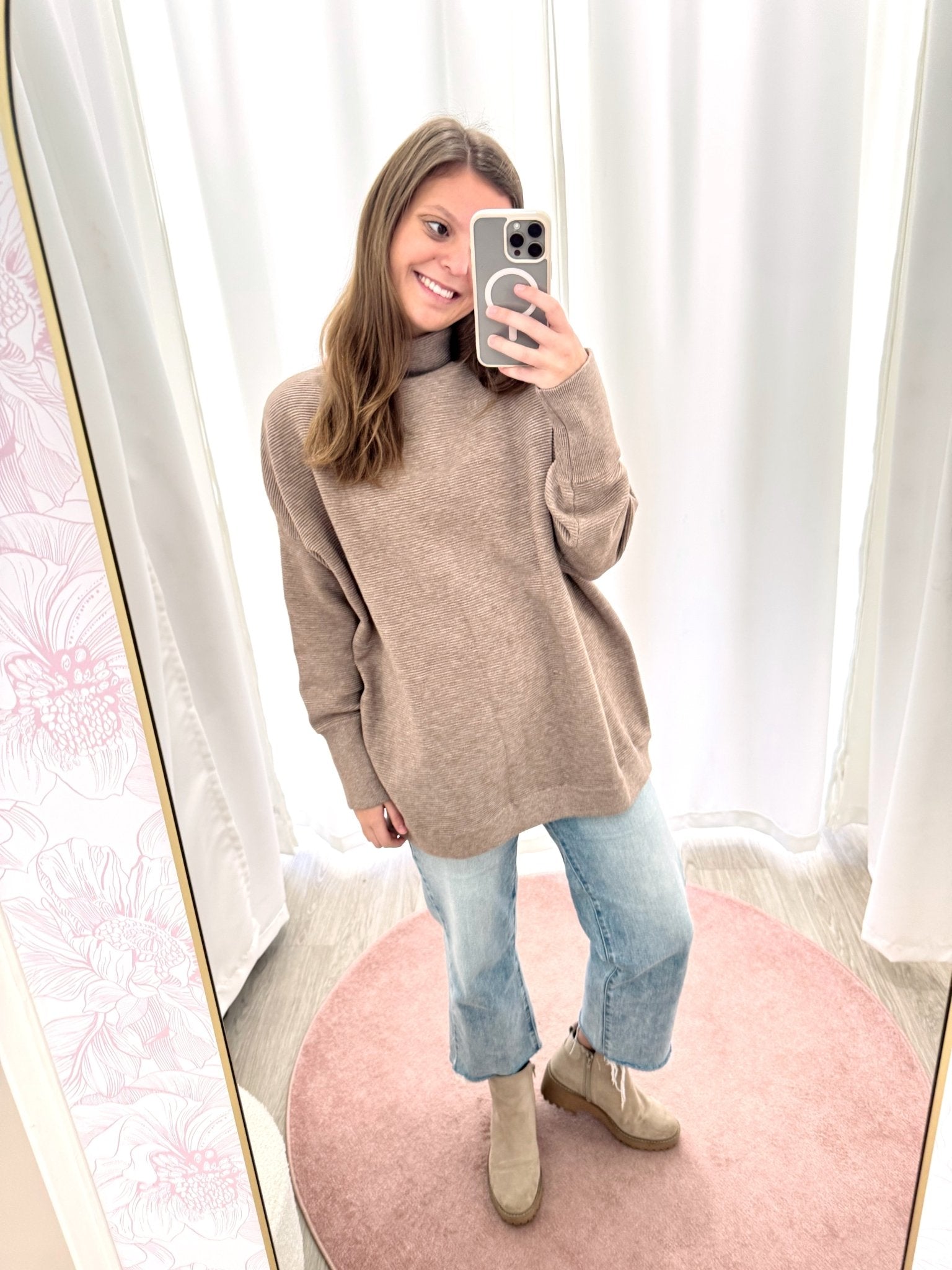 Sienna Mocha Relaxed Tunic Sweater - Anderson Ave boutique